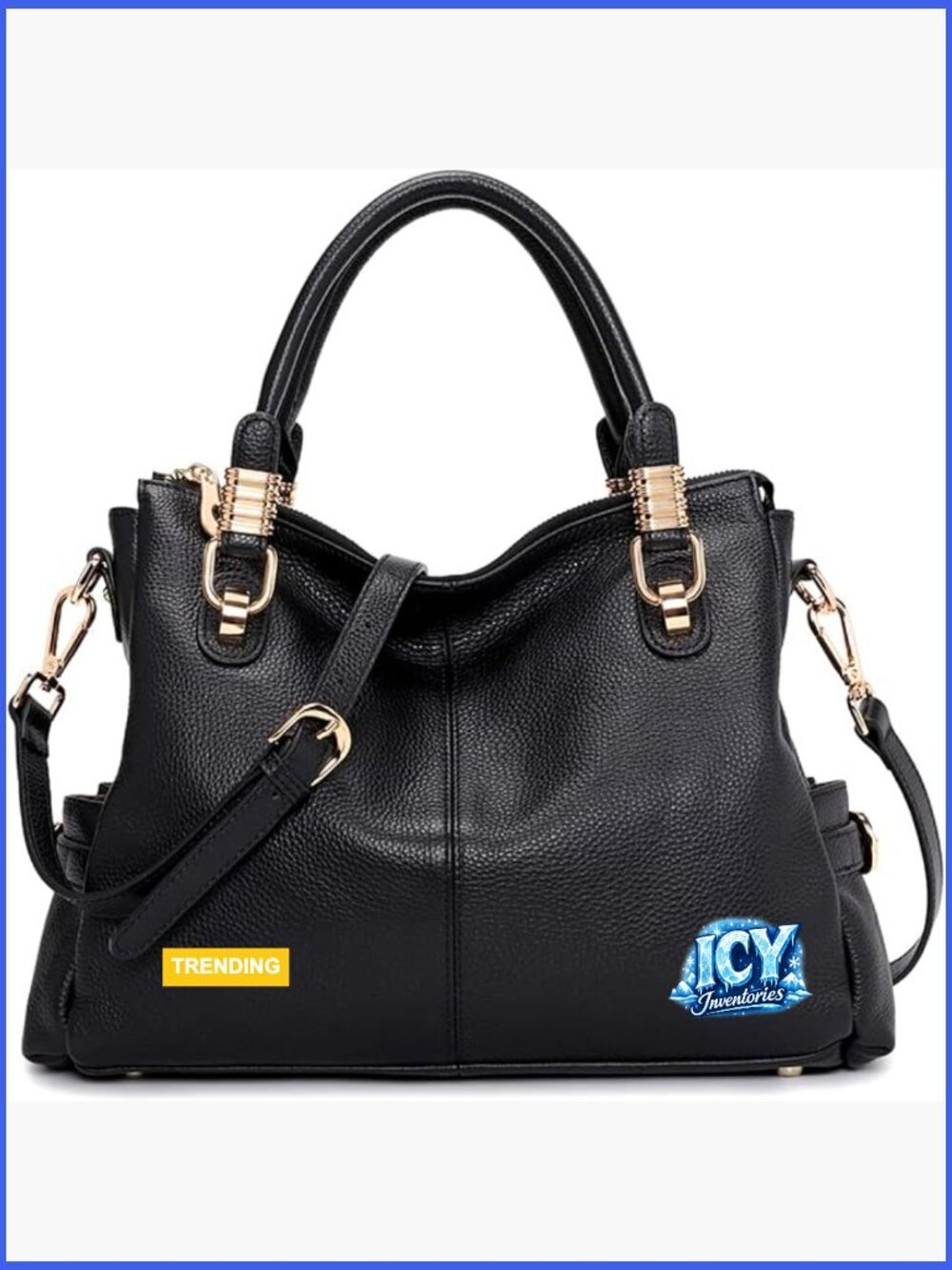Top Grain Pebbled Cowhide Leather Satchel Tote Shoulder Bag